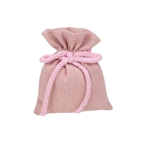 SACCHETTO COTONE 10X12CM CON FIOCCO ROSA